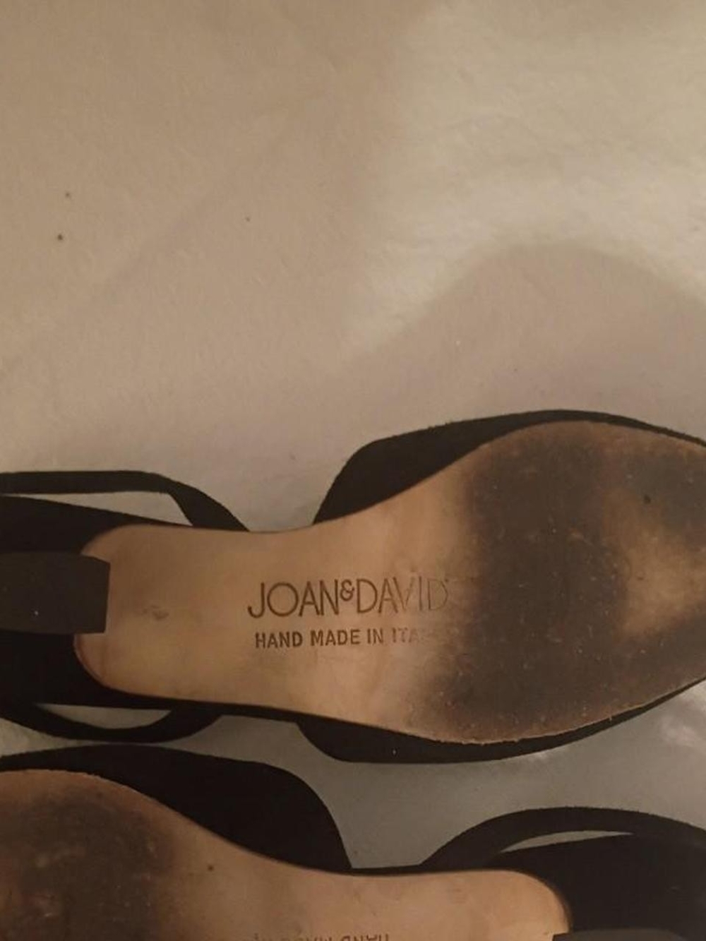 Joan & David Black Suede Ankle-Strap Heels